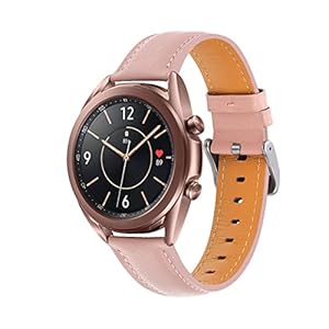 Juaupepo Echtleder-Armband kompatibel mit Galaxy Watch 3 41mm, Damen und Herren 20 mm Schnellverschluss-Armband für Galaxy Watch 7 6 5 4 Classic/Watch 42 mm Smartwatch (Rosa+Silbrig)