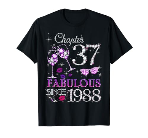 Womens Chapter 37 Fabulous Since 1988 37th Birthday Queen Camiseta