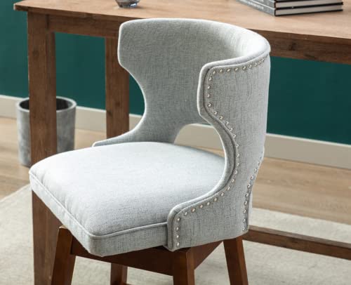 Ealson Swivel Counter Height Bar Stools Set Of 4 Linen Upholstered Barstools With Backs Farmhouse Dining Bar Stool Chairs With Wood Legs Modern Counter Stools For Kitchen Island/Bistro Gray #TOP6