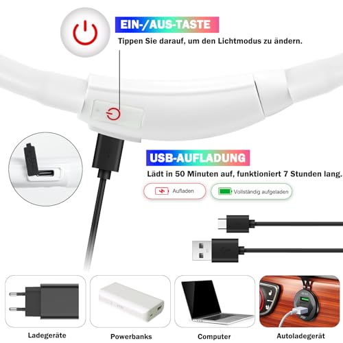 Nepfaivy Leuchthalsband Hund USB Aufladbar, LED Halsband Hund, Mehrfarbig – Ansicht 5