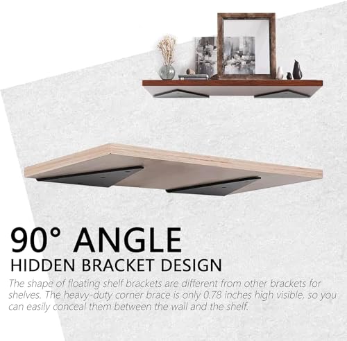 8 Packs Floating Shelf Brackets 4 x 3 Inch Small Shelf Brackets, Floating Shelf Bracket 4 inch, Floating Shelves Brackets, Space-Saving Triangle Hidden Shelf Brackets for Home Decor by AUTOHJ - Used condition - Image 4