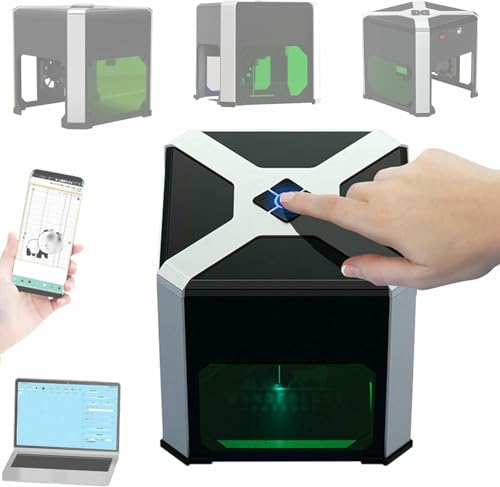 LYJYUJIE Grabador láser - Mini máquina de Grabado láser para Cortar Madera y Cuero Máquina grabadora láser de Escritorio portátil con Control de Windows/aplicación - Área de Grabado 80 × 80 mm~/