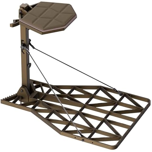 UIIHUNT Hang On Tree Stands, Cast Aluminum Lock On Tree Stand for Deer Hunting, 11.4 lb Lightweight Hang-On Treestand with 27.8" x 17.8" Platform, Portable Saddle and Bow Hunting Stand