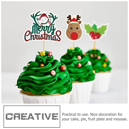 UPKOCH Picaretas de Topo de Cupcake de Natal: 30 Peças Bonecos de Neve de Árvore de Papai Noel Picar