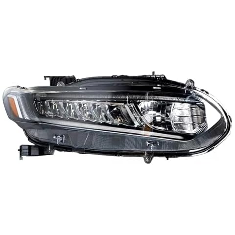 Right Side Halogen LED Headlights Assembly for 2018-2021 Honda Accord Passenger, Front Halogen Head Light Passenger Side, Chrome Housing Headlamp Assembly 33100TVAA01 Cover