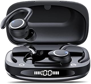 FAMOO Wireless Headphones, Bluetooth 5.1 Sports Earbuds with Built-in Mic, LED Display, IPX7 Waterproof, 48Hrs Playtime, Hi-Fi Stereo Running Earphones with Charging Case for Exercise and Work