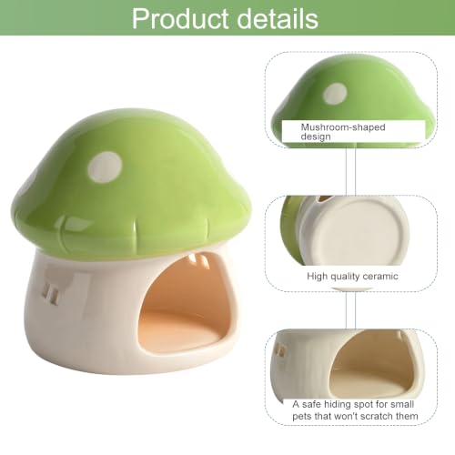 Image of Ceramics Mushroom House Aquarium Decor, Betta Fish Tank Accessories Landscape Decoration, Small Shrimp Goldfishes Habitat Hut Pleco Smalland Breeding Hide Caves Toad House - Green