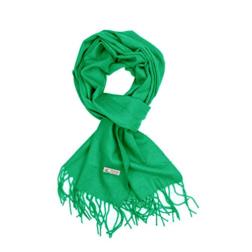 TZ Promise Plain Solid Color Cashmere Feel Classic Soft Luxurious Winter Scarf For Men Women, Green, One size