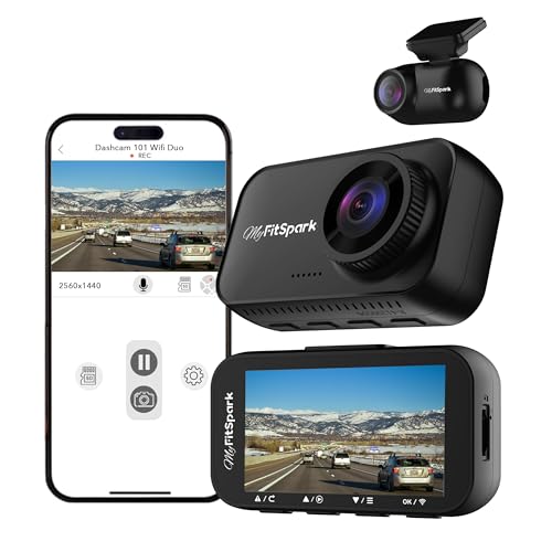 Image of FitSpark DC-101 WiFi Duo 4MP Real 2K Dual Channel Dash Camera | No.1 Novatek AI Chipset | High Definition 2.7 inch IPS TrueColors Display | Super Night Vision