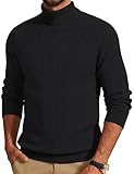 Cotrasen Mens Sweater Turtleneck Cotton Knit Pullover Sweater Long Sleeve Turtle Neck Business Casual Classic Winter Fall Sweaters Black XL