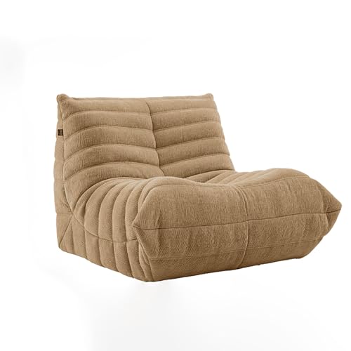 DKPLOE SillóN de Espuma de Alta Resiliencia Sin Estructura PequeñO No Requiere Montaje Ideal para Balcones Estudios Salas de Estar Y Dormitorios(Khaki,90cm)