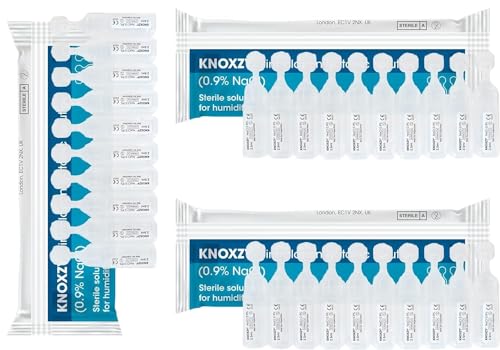 KNOXZY Isotonic Saline Solution 0.9% - Sodium Chloride NaCl - Inhalation Saline Solution for Humidifying The Airways - 2.5 ml Unit Dose Vials Pharmaceutical Grade (Isotonic - 30 Vials)