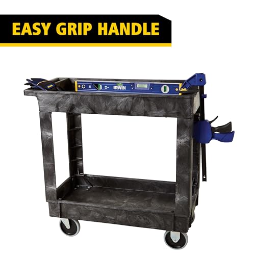 Rubbermaid Commercial Products Service/Utility Cart, Two-Shelf, 300 lb capactiy, Black (FG9T6600BLA)