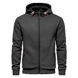 CTU Sudaderas con capucha para hombre, chaquetas de manga larga, forro polar, con cremallera, tallas S-4XL, gris oscuro, M