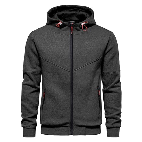 Image of CTU Mens Hoodies Sweatshirts Jackets Long Sleeve Fleece Zip Up Hoodies for Men Darkgrey M