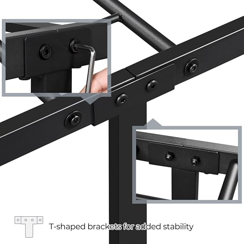 Yaheetech 3ft Single Bed, Metal Bed Frame Mattress Foundation with Cross-design Headboard & Footboard, Slatted Bed Base for Teenagers/Adults, Black