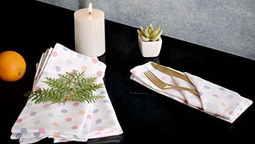 Yourtablecloth 100% Cotton Cloth Dinner Table Napkins -Soft & Vibrant Napkins 20 X 20 Set Of 6 (Spring Dot) #TOP3