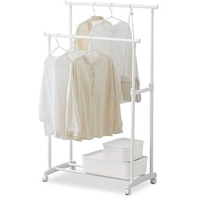 アイリスオーヤマ ハンガーラック パイプハンガー さびにくい 幅約80×奥行約40×高さ約150 高さ調節可能 マット加工 おしゃれ かんたん組み立て ダブルタ …