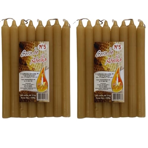 Kit 40 Velas Com Cera De Abelha Natural, 16 Cm Altura x 1,4 cm Diâmetro, Aroma Natural de Mel, Palit
