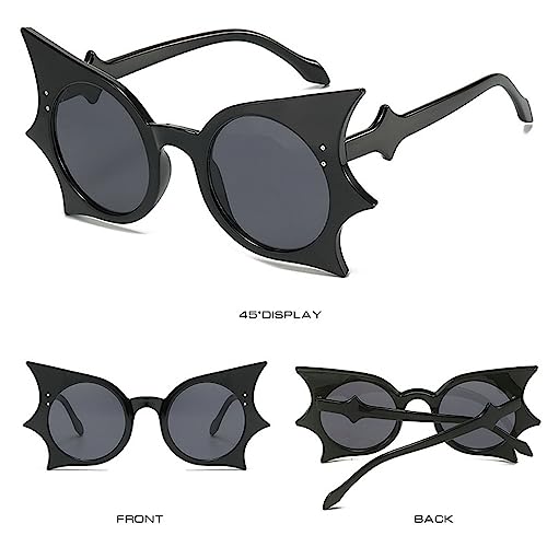 Butterfly Shaped Sunglasses for Women Men Vintage Round Sun Glasses Retro Rave Party Halloween Glasses UV400 (black)3
