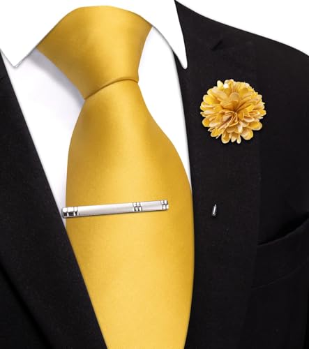 Image of Hi-Tie Pretied Boys Ties Solid Color Kids Adjustable Necktie Lapel Pin Clip Set Age 8-12 Wedding School Graduation