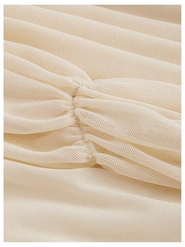 Milumia Women's One Shoulder Tops Ruched Sleeveless Mesh Halter Crop Tube Top3