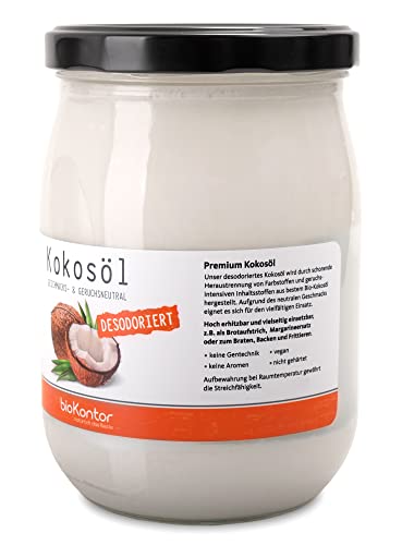 Kokosöl mild BIO 1000 ml I schonend gepresst I geschmacks- und geruchsneutral im Glas I Kokosöl desodoriert von bioKontor