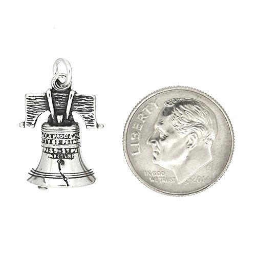 LGU Sterling Silver Oxidized Hollow Back Philadelphia Liberty Bell Charm Pendant2