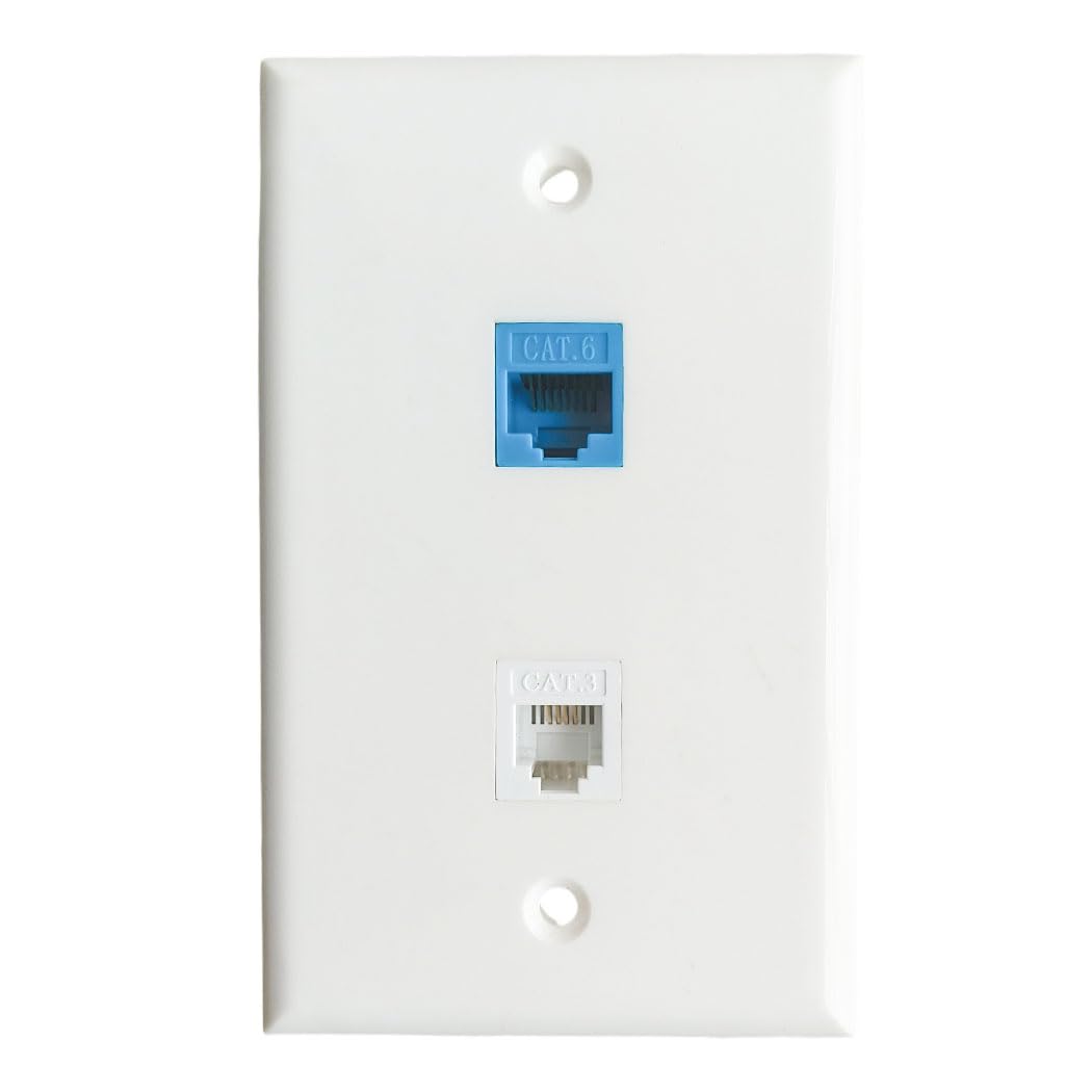 CAT6 Ethernet Phone Jack Wall Plate - Tooless/Wire to Female CAT3