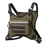 CLUCI Chest Bag for Men Women, Running Vest for Men, Water Resistant Chest Rig, Chest Pack for Workouts With Extra Storage, Sports Running Pack, Running Backpack Green