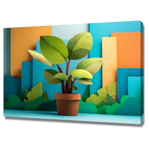 Murale botanique pour salle de bain et séjour cadre vert 60x90