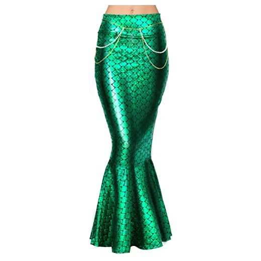 Spooktacular Creations Disfraz de falda de sirena brillante con holograma metálico para adulto (pequeño, escala de holograma Kelly)