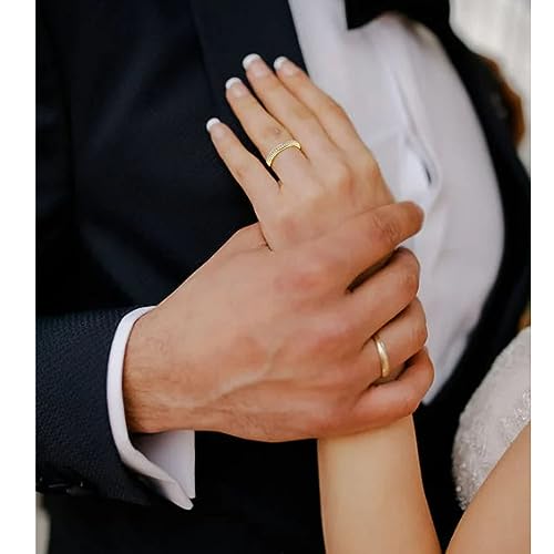 Personalized Matching Heart Wedding Rings Set - Him & Her Promise Rings with Names Engraved3