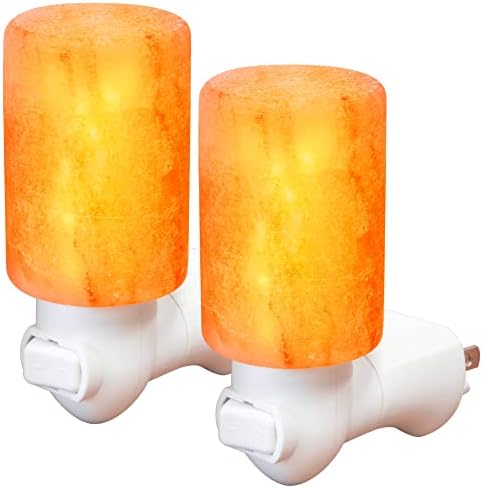AULTRA Salt Lamp Night Light with Himalayan Natural Crystal Salt Color Lights - UL Listed Plug for Lighting Bedrooms Or Bathrooms (2-Pack)
