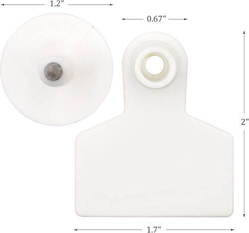 Miniatura 3 de Etiquetas de oído en blanco, 100 unidades de etiquetas de oído en blanco de identificación de ganado para ganado, vaca, cerdo, cabra, oveja, perro