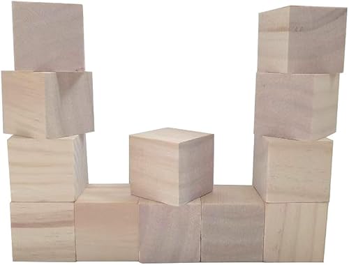 Bloques de madera sin terminar de 1 pulgada, 30 cubos de madera para manualidades de madera, cubos de madera natural en blanco, bloques cuadrados de