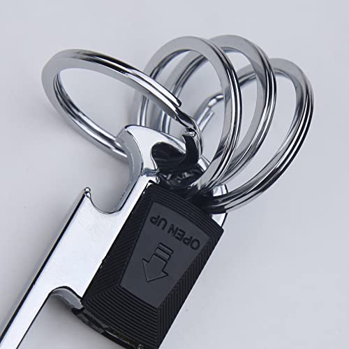 Mtverver 2 Pack Metal Keychain Car Key Chain Holder Clip With 4 Detachable Key Rings ，Bottle Opener Keychain For Men And Women (Black+Red [Style-1]) #TOP6
