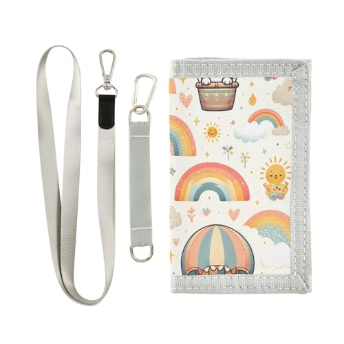 ALAZA Kids Wallets for Boys Girls Toddler Trifold Wallet Children Small Bunny Hot Air Balloons with Zipper Coin Pocket