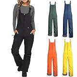 Generisch Skihose Damen Wasserdicht Schneehose Herren Thermo Gefüttert Hosenträgerhose mit Verstellbarer Latzhose Outdoorhose Winddicht Snowboardhose Winter Warm Softshellhose Leicht Jumpsuit