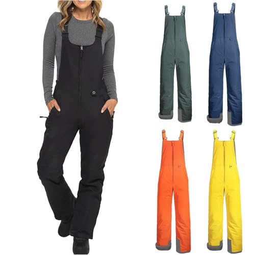 Pantalones de esquí para mujer, resistentes al agua, pantalones de nieve para hombre, con forro térmico, pantalones con peto ajustable, pantalones de exterior, resistentes al viento, pantalones de