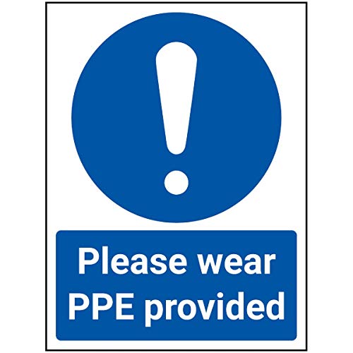 V Safety Please Wear PPE Provided - 150mm x 200mm - Self Adhesive Vinyl