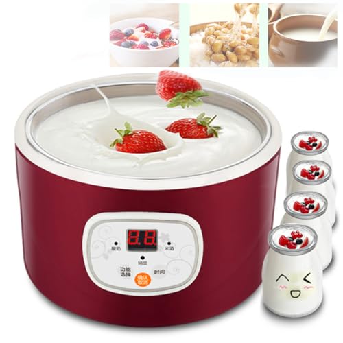 Yoghurtmaskin elektrisk automatisk jäsare – rostfritt stål foder termostatmaskin för hemcafé gör-det-själv yoghurt och ris vinproduktion