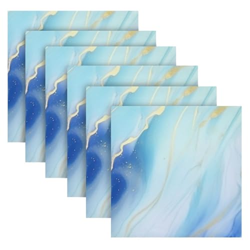 Servilletas de Tela Azul Dorado Mármol Set 6 miniatura 6