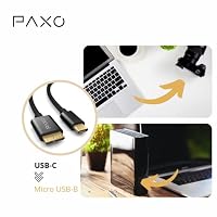 PAXO 0,5m Nylon USB C-MICRO USB 3.2 Gen2 Festplattenkabel, 10Gbit/s, USB HDD Kabel, Datenkabel, Ladekabel schwarz, USB C Stecker auf Micro B Stecker – Ansicht 4
