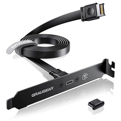 GRAUGEAR 20 Gbit/s USB-C rozszerzenie gniazda PCI, adapter A-Key na USB C, USB 3.2 Gen2 x 2 20 Gbps, 20 pin USB-e Header, czarny