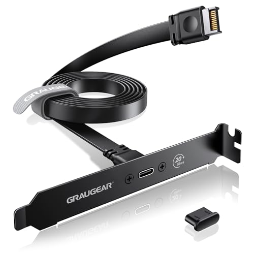 GRAUGEAR 20 Gbit/s USB-C rozszerzenie gniazda PCI, adapter A-Key na USB C, USB 3.2 Gen2 x 2 20 Gbps, 20 pin USB-e Header, czarny