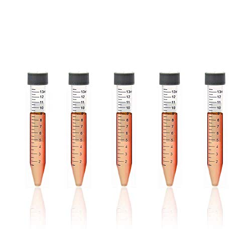 ULAB Autoclavable Polypropylene Centrifuge Tubes, Falcon Tubes, Vol.15ml 17x120mm, Blue Printed Graduated Marks from 1.5ml to 13ml, Assembled Leak-Proof Screw Cap, Gamma Sterile, 50pcs/Bag, UCT1008