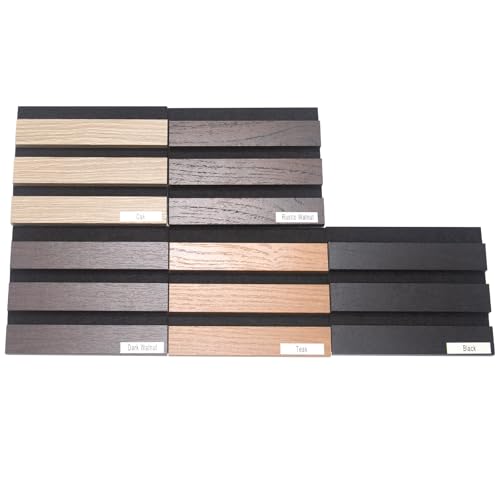 Image of NeatiEase Wood Panels for Wall Color Samples Pack, Soundproof Wood Slat Wall Panel for Interior Wall Decor Noise Cancelling