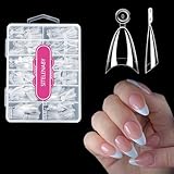 SITELENABY Almond Nail Tips,Soft Gel Almond X Press On Nails,300PCS Acrylic Nail Tips Half Cover Clear Gel Press on Flase Nail Tip for Extension 12Sizes