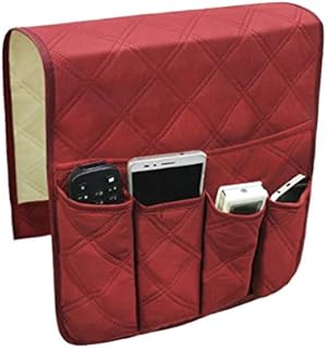 Sofa Armrest Hanging Organiser, Couch Caddy Pocket Storage Bag, TV Remote Control Phone Pouch Holder, Armchair Cup Mug Tray, Space Saving Tidy Holder, 6 Pockets & Foldable